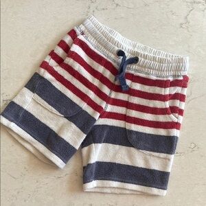 Mini Boden Red and Blue Striped Casual Shorts with Elastic Waistband